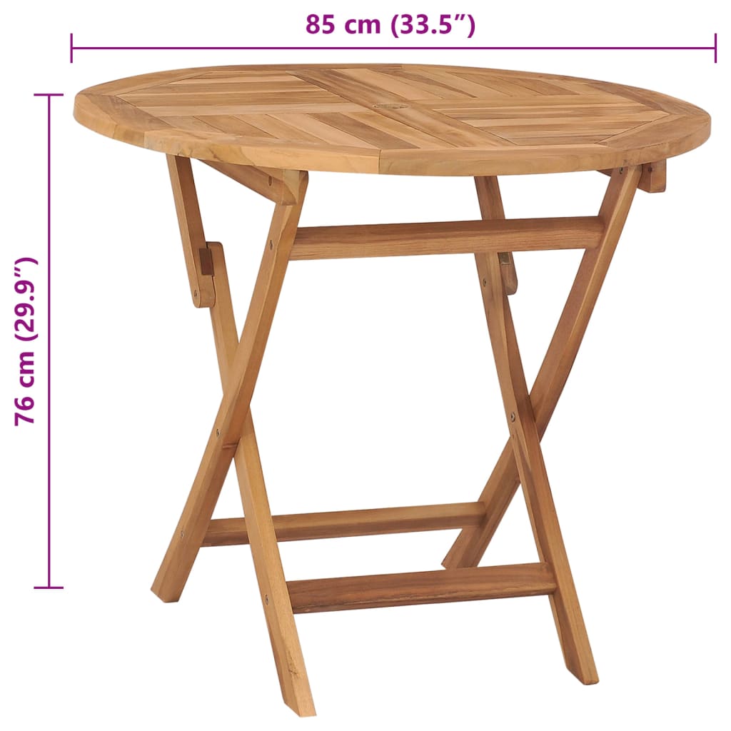Klappbarer Gartentisch 85x76 cm Teak Massivholz